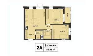2-к квартира, строящийся дом, 57м2, 16/17 этаж