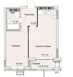 1-к квартира, вторичка, 46м2, 14/17 этаж