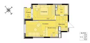 2-к квартира, вторичка, 45м2, 16/17 этаж