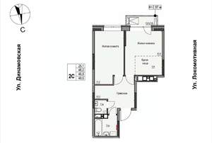 2-к квартира, строящийся дом, 47м2, 12/17 этаж