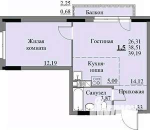 1-к квартира, строящийся дом, 41м2, 4/17 этаж