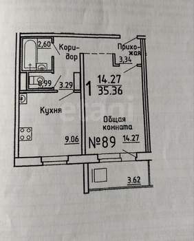 1-к квартира, вторичка, 35м2, 3/10 этаж