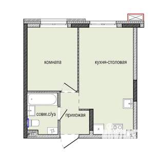 1-к квартира, строящийся дом, 35м2, 13/16 этаж