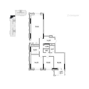 3-к квартира, строящийся дом, 106м2, 4/17 этаж