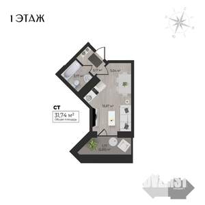 Студия квартира, строящийся дом, 32м2, 1/17 этаж