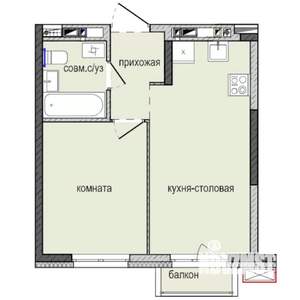 1-к квартира, строящийся дом, 33м2, 3/16 этаж