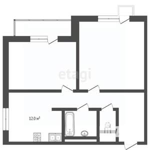2-к квартира, вторичка, 51м2, 1/10 этаж