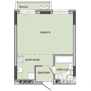 Студия квартира, строящийся дом, 33м2, 7/16 этаж