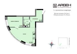 1-к квартира, строящийся дом, 41м2, 1/17 этаж