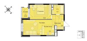 2-к квартира, вторичка, 45м2, 11/17 этаж