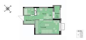 1-к квартира, вторичка, 33м2, 5/17 этаж