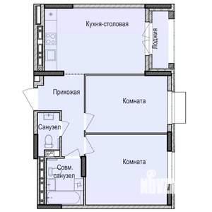 2-к квартира, строящийся дом, 56м2, 17/17 этаж