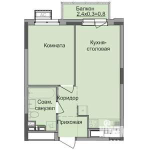 1-к квартира, строящийся дом, 38м2, 10/17 этаж