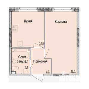 1-к квартира, строящийся дом, 35м2, 12/17 этаж