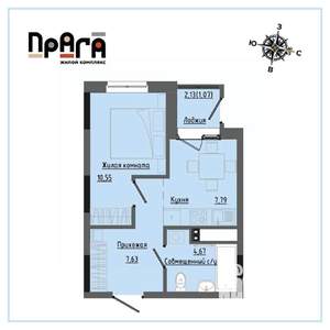 1-к квартира, вторичка, 32м2, 7/17 этаж