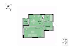 1-к квартира, вторичка, 36м2, 2/17 этаж