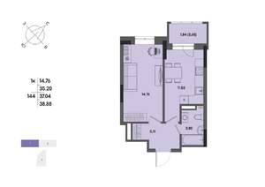 1-к квартира, вторичка, 37м2, 11/17 этаж