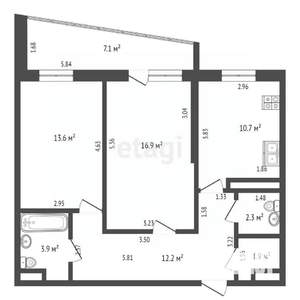 2-к квартира, вторичка, 62м2, 17/17 этаж