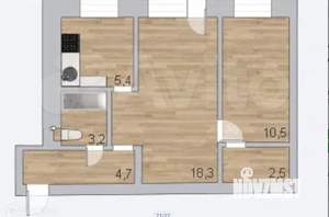 2-к квартира, вторичка, 43м2, 1/5 этаж