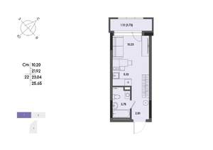 1-к квартира, строящийся дом, 23м2, 3/17 этаж