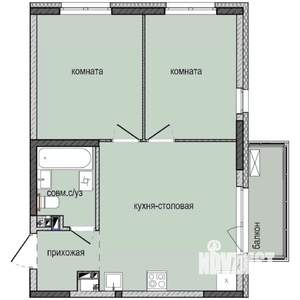 2-к квартира, строящийся дом, 50м2, 9/16 этаж