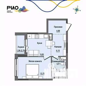 1-к квартира, вторичка, 41м2, 5/17 этаж