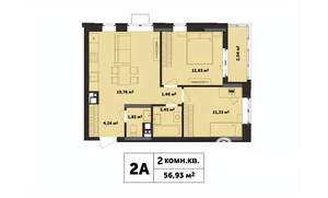 2-к квартира, строящийся дом, 57м2, 14/17 этаж