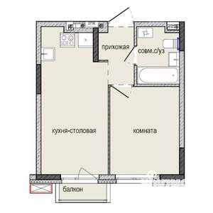 1-к квартира, строящийся дом, 33м2, 2/16 этаж