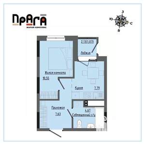 1-к квартира, вторичка, 32м2, 4/17 этаж