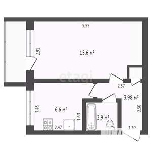 1-к квартира, вторичка, 29м2, 5/6 этаж