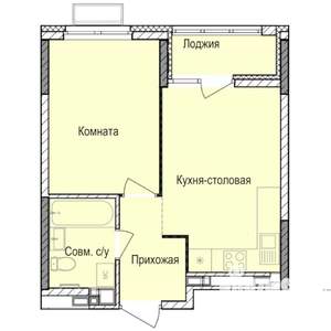 1-к квартира, строящийся дом, 35м2, 10/17 этаж