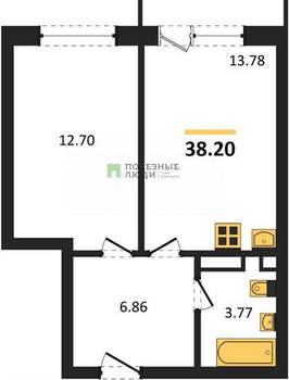 2-к квартира, вторичка, 38м2, 7/17 этаж