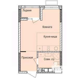 Студия квартира, строящийся дом, 26м2, 9/17 этаж