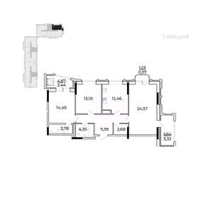 3-к квартира, вторичка, 99м2, 16/17 этаж