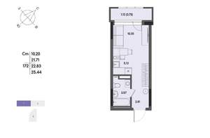 Студия квартира, вторичка, 23м2, 13/17 этаж