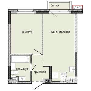 1-к квартира, строящийся дом, 37м2, 2/16 этаж