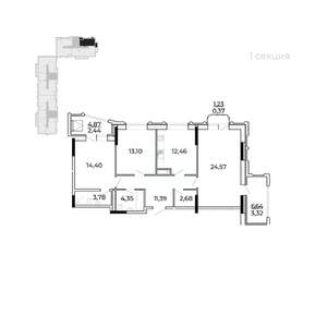 3-к квартира, вторичка, 99м2, 15/17 этаж