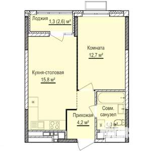 1-к квартира, строящийся дом, 38м2, 15/17 этаж