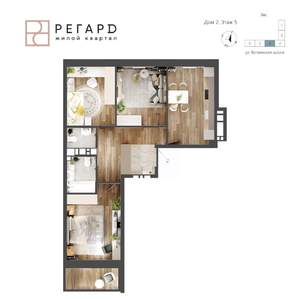 3-к квартира, строящийся дом, 70м2, 5/17 этаж