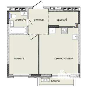 1-к квартира, строящийся дом, 41м2, 1/16 этаж