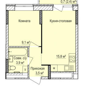 1-к квартира, вторичка, 33м2, 9/17 этаж