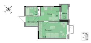 1-к квартира, вторичка, 33м2, 8/17 этаж