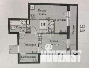 1-к квартира, вторичка, 43м2, 14/20 этаж