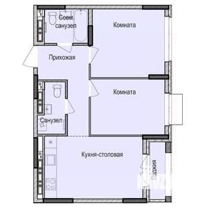 2-к квартира, строящийся дом, 55м2, 8/17 этаж