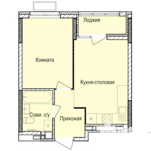 1-к квартира, строящийся дом, 35м2, 14/17 этаж