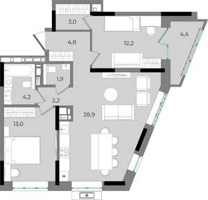 2-к квартира, вторичка, 75м2, 3/16 этаж