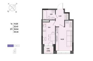 1-к квартира, вторичка, 34м2, 16/17 этаж