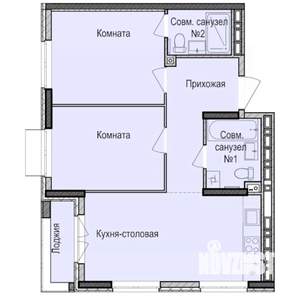 2-к квартира, строящийся дом, 57м2, 3/17 этаж