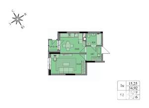 1-к квартира, вторичка, 36м2, 7/17 этаж