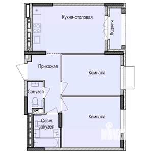 2-к квартира, строящийся дом, 56м2, 13/17 этаж